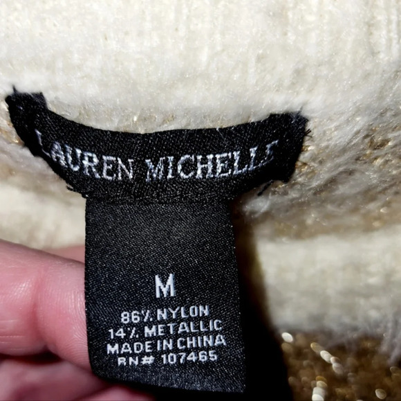 Lauren Michelle Metallic Fluffy Sweater Holiday Christmas New Years Party M - Picture 6 of 7